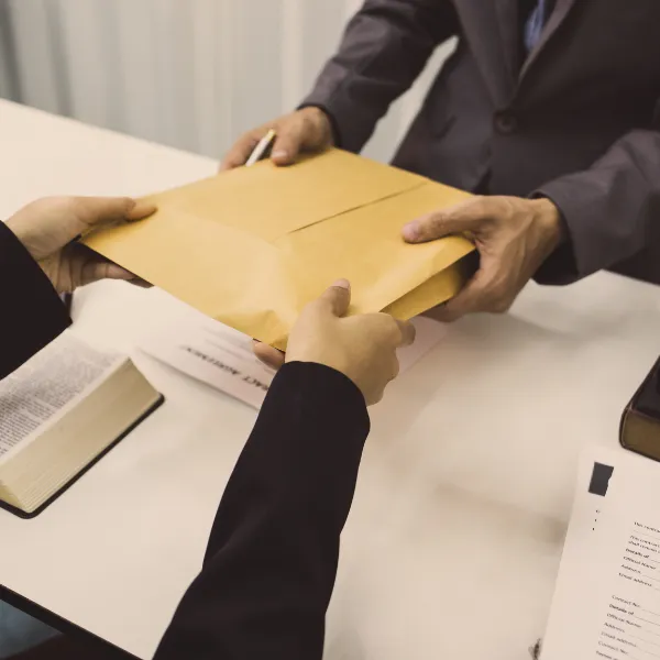 Image showing a lawyer examining evidence from a truck accident.