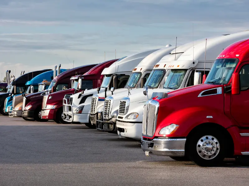 Image showing multiple semi trucks parked in Gwinnett County.