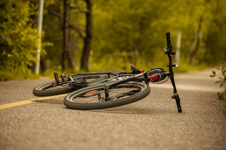 Bicycle lying on a Georgia roadway after a crash